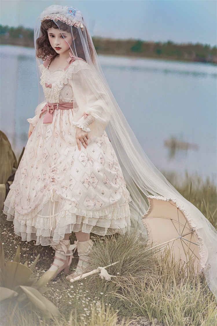 Letters from Unknown Star - Time Stationery - Elegant Lolita Long Sleeve OP Dress