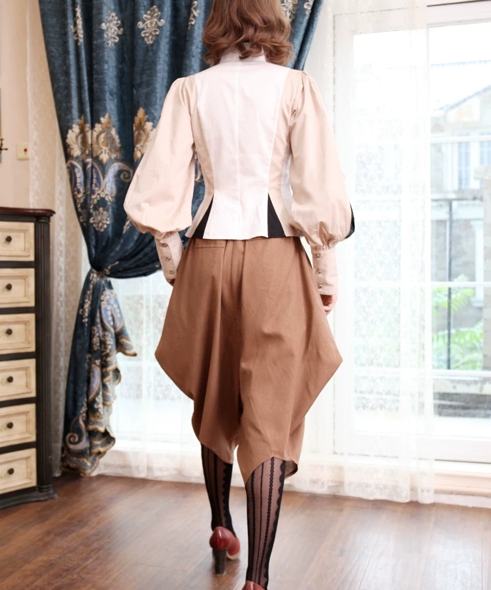LACE GARDEN - Court Splice - Cotton Blouse with a Pointed Stand Collar