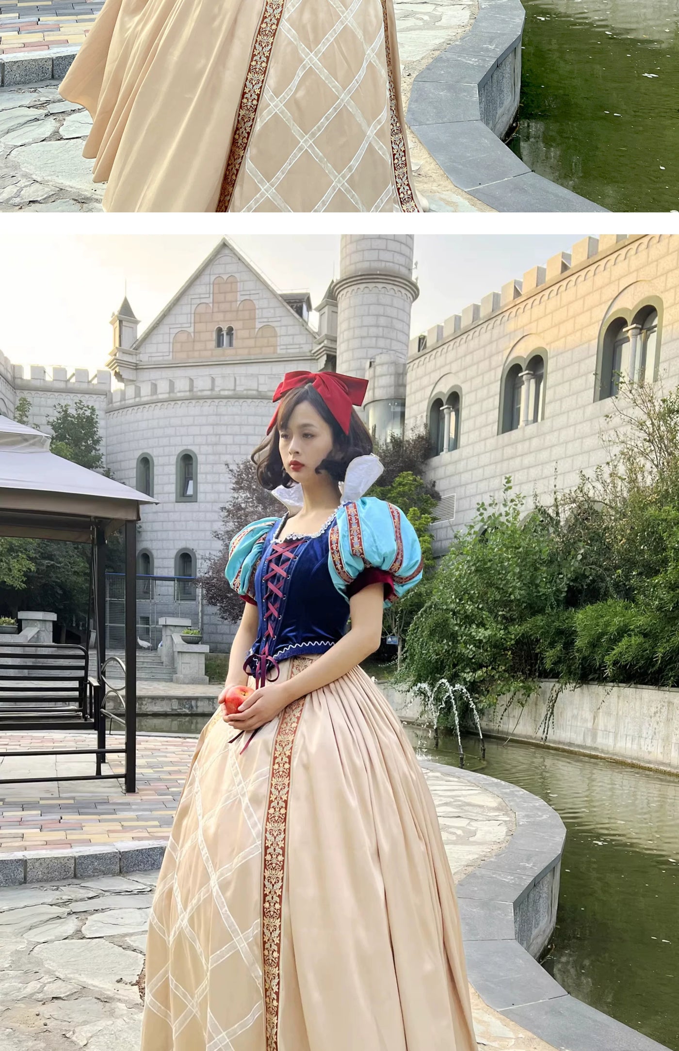 LACE GARDEN - Snow White Arrival - Royal Blue Dress Set with Puff Sleeves