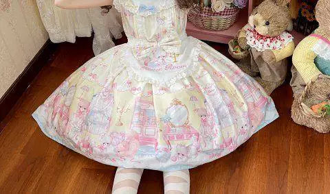 Sweetheart Dream Machine - Toy Room Print - Sleeveless OP Dress with Teddy-Bear Motifs