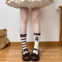 Striped little bear mismatched socks / One Size