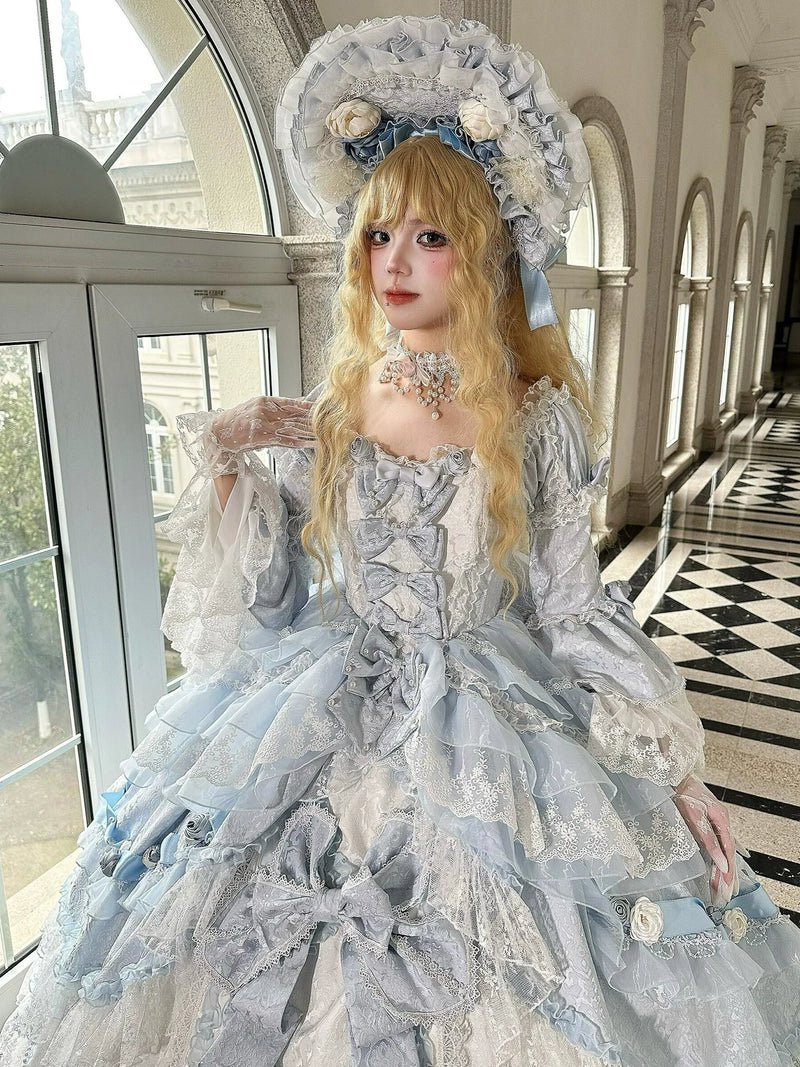 Emoji Dream - Rococo Lolita Ball Gown - Blue long-length formal
