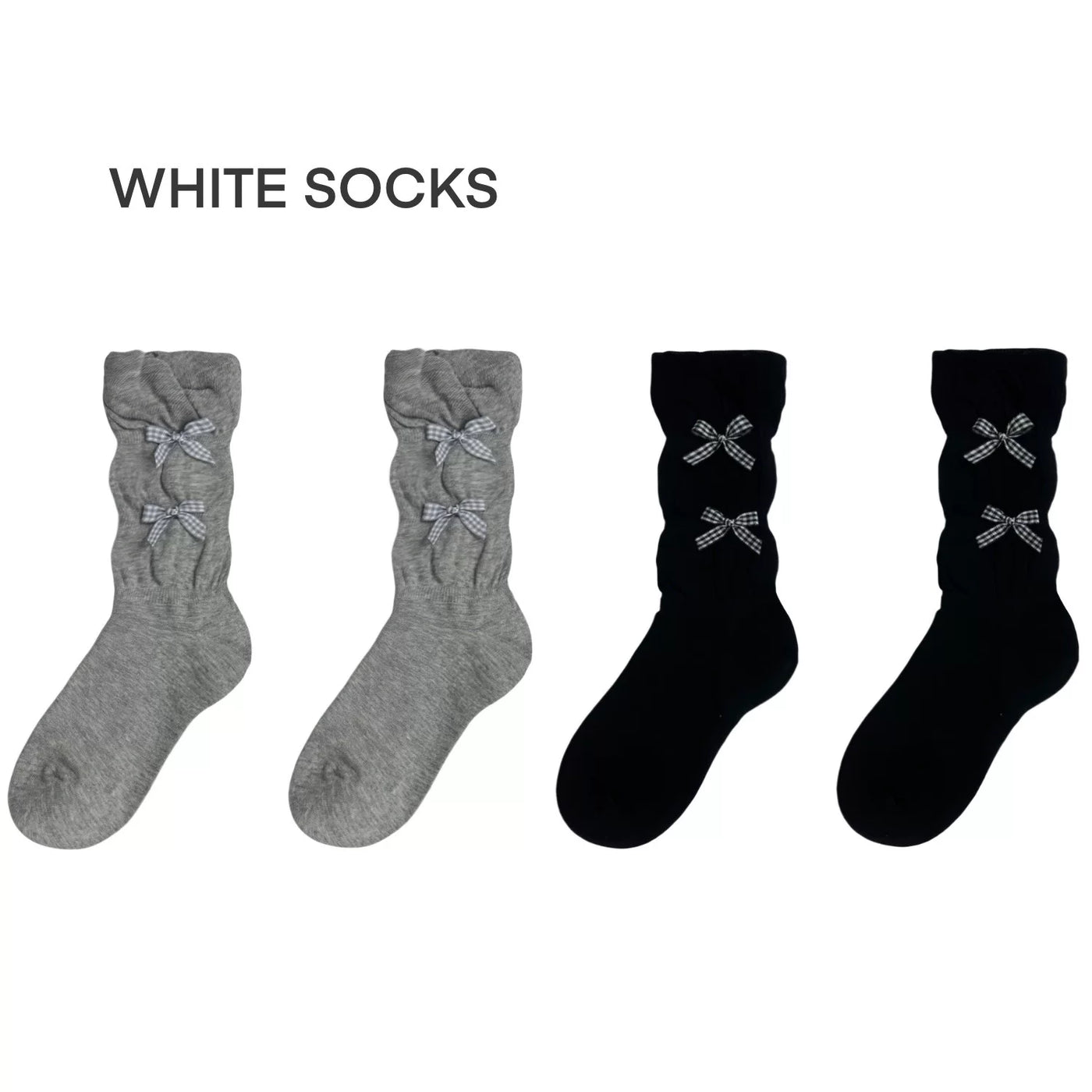 White Socks - Bow Slouch - Slouch Socks with Small Bow Accents