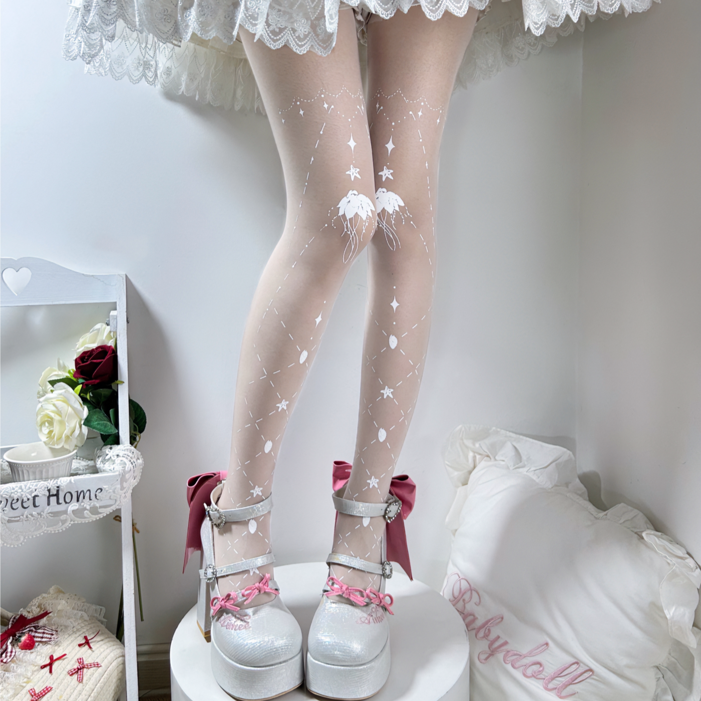 Fantasy Doll - Sweet Star Print - Patterned tights with star motifs