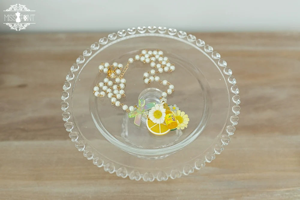 Daisy Lemon - Kawaii Lolita Lemon and Flowers Accessory lemonade necklace