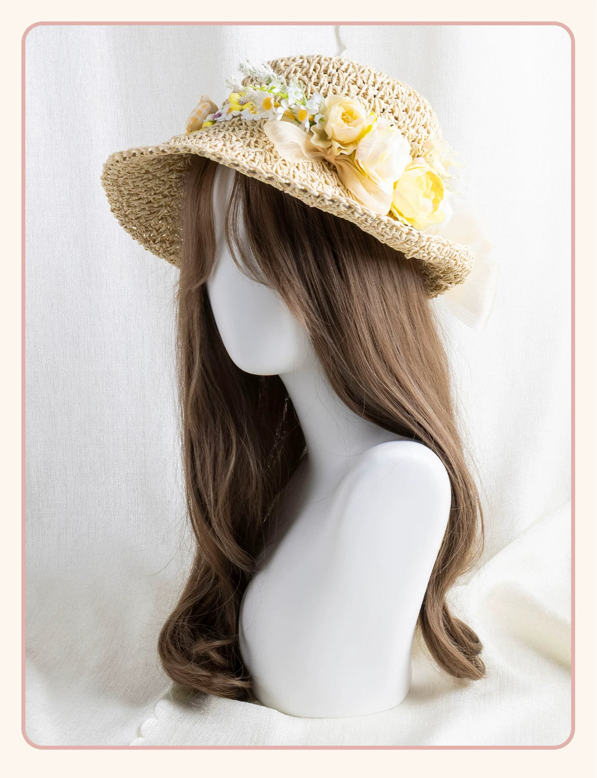 Stardust Rose - Floral Meadow - Woven Straw Sun Hat with Floral Trim