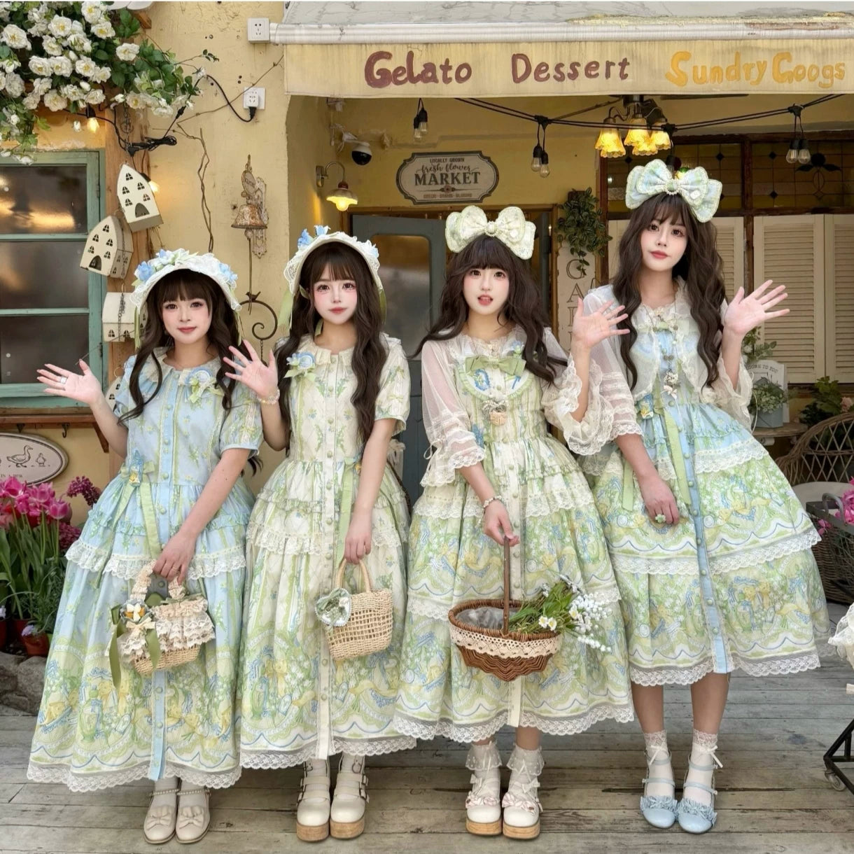 Star Fantasy - Perfume Lily of the Valley - Floral Long OP or JSK Full Set with KC or Flat Hat Options