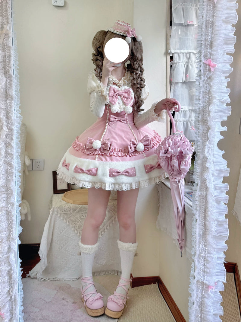 Momoko Snowy Cake Winter Lolita JSK — Pink jsk