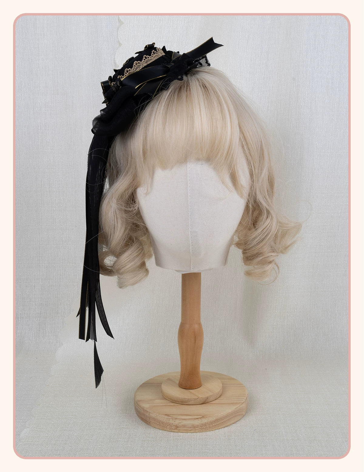 Stardust Rose - Dark Gothic - Black-and-Gold Mini Hat Hair Accessory with Layered Bows