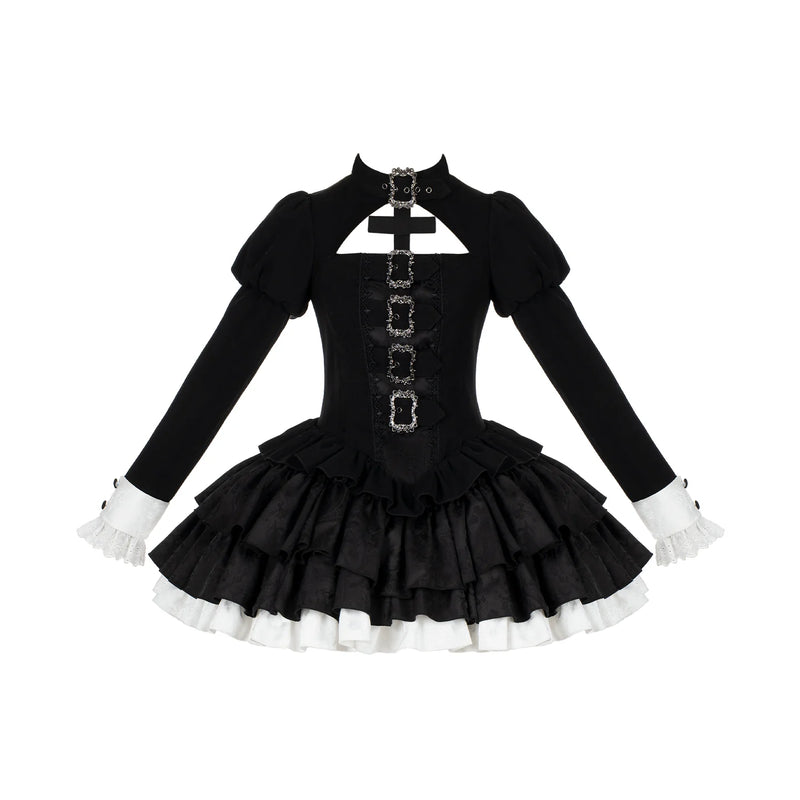 With PUJI - Klin - Gothic Lolita OP Dress, Ruffle Trim detail view 10