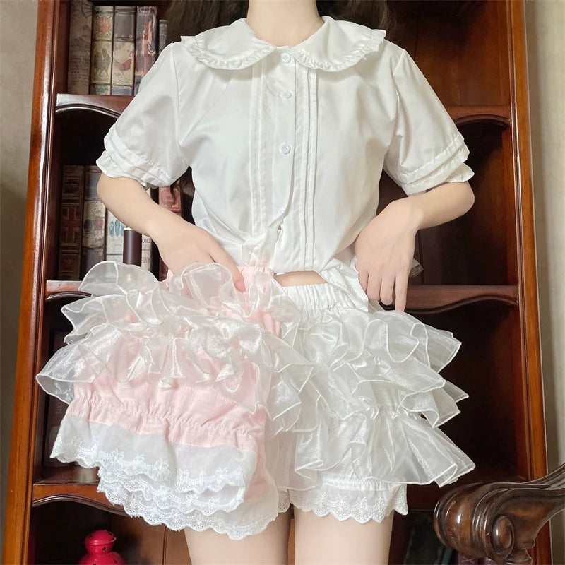 Sugar Girl - Cotton Lolita Bloomers - Ruffled Hem Cake Safety Shorts Other Surprise