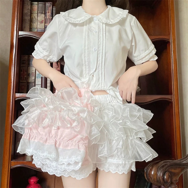 Sugar Girl - Cotton Lolita Bloomers - Ruffled Hem Cake Safety Shorts Other Surprise