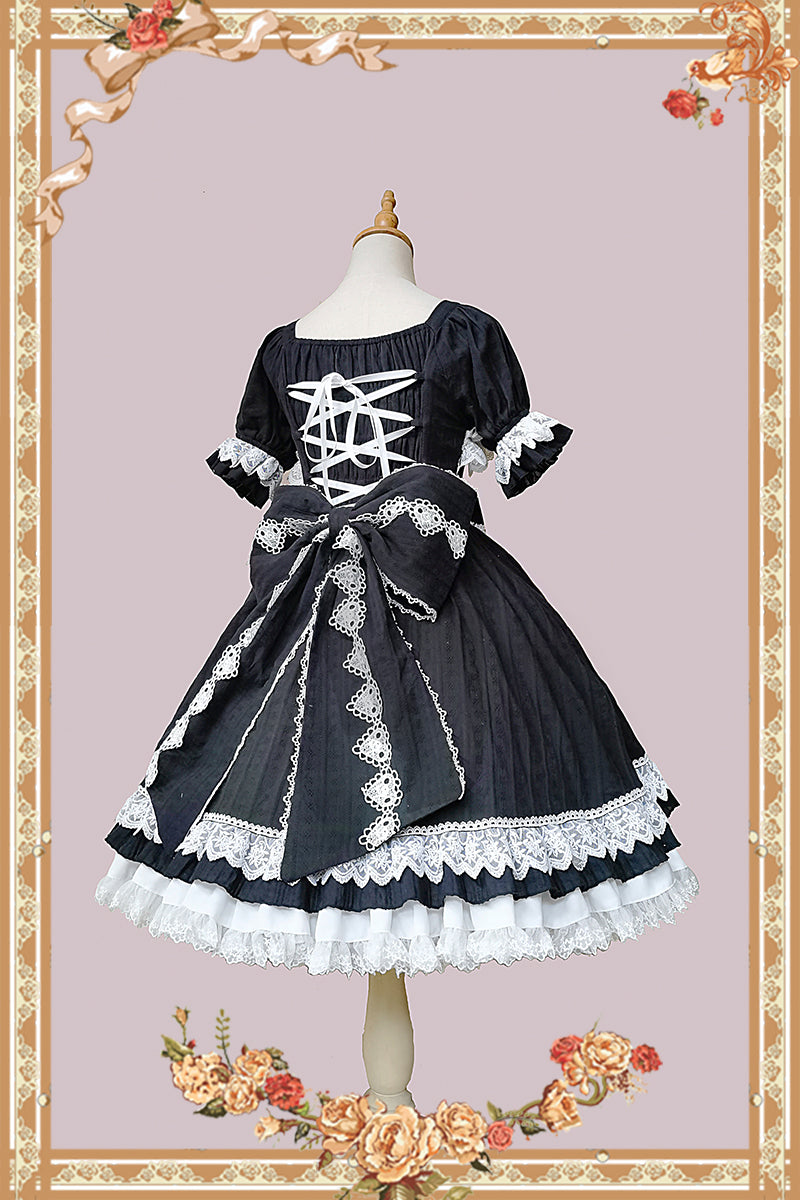 Infanta - Doll-like Old-School Lolita OP Dress - Patchwork Sleeve OP Dress