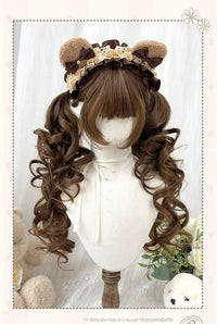 Kunkun Fish - Milk Coffee Bear - twin-tail curly wig - Air fringe [milk coffee] + wig net