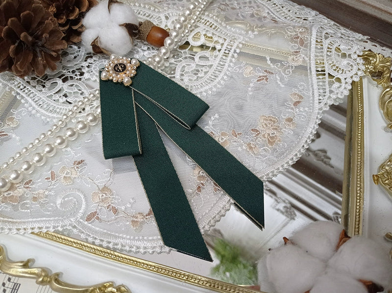 Rose Doll - Elegant Lolita Brooch Lolita Lapel Pin Multicolors Green Ribbon Brooch F