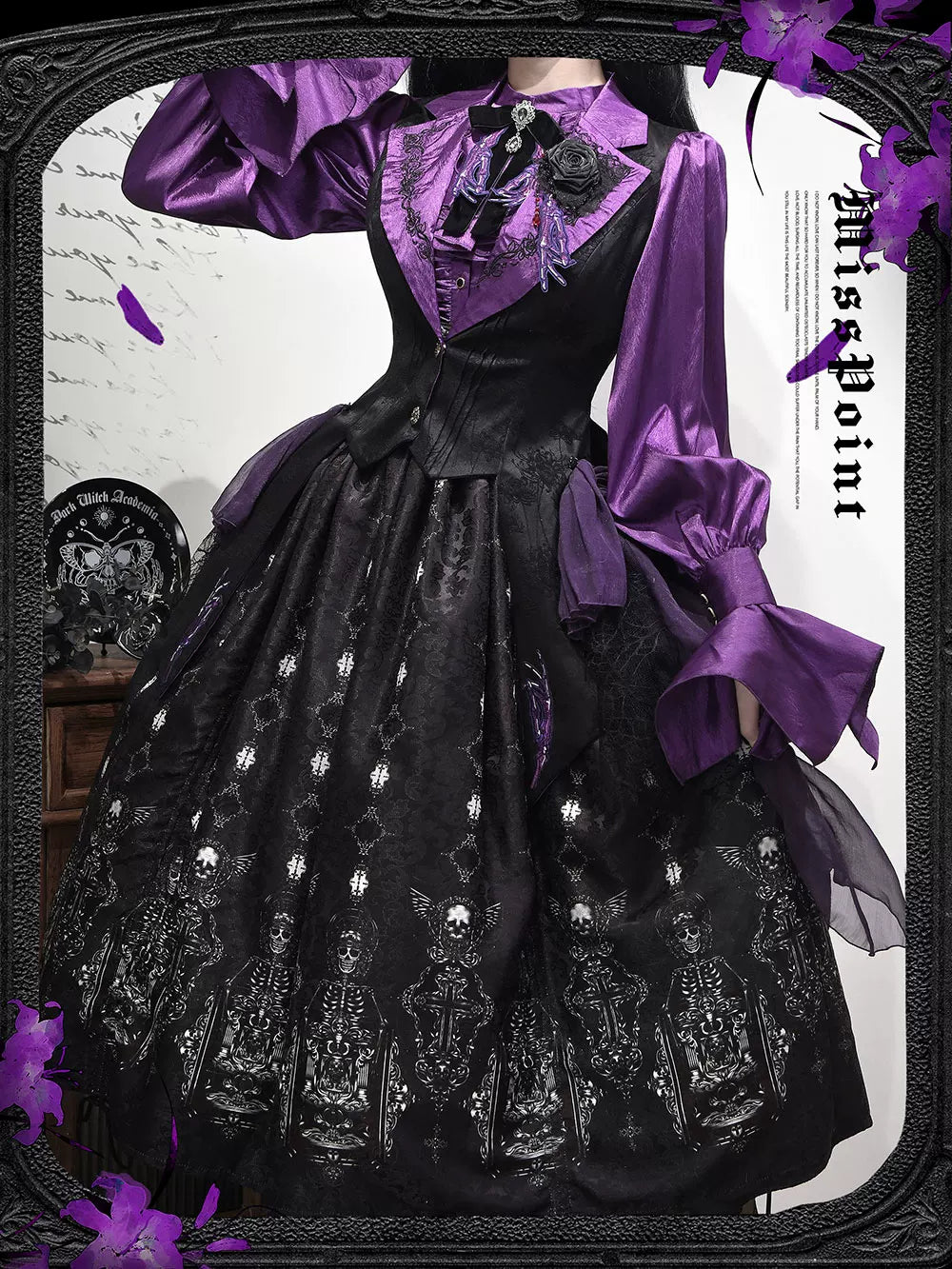 Miss Point - Moonnight Return - Gothic Lolita Long Vest, Embroidered Collar