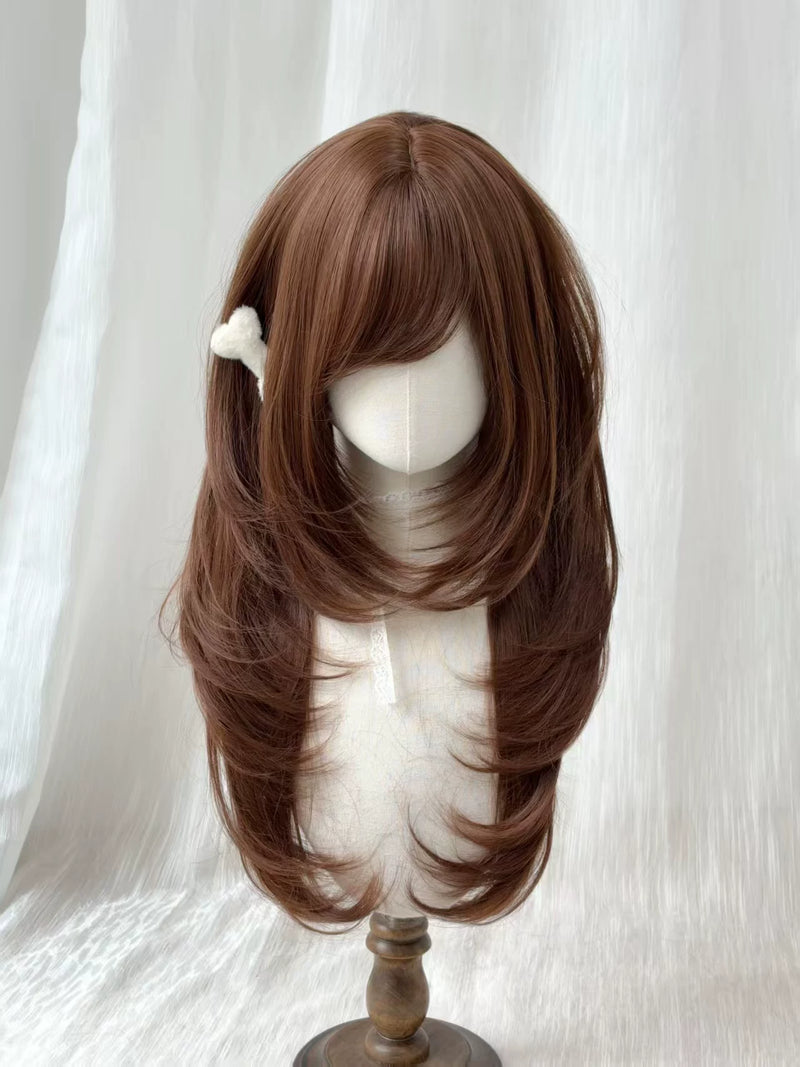 Kunkun Fish chocolate-brown layered straight wig - view 4