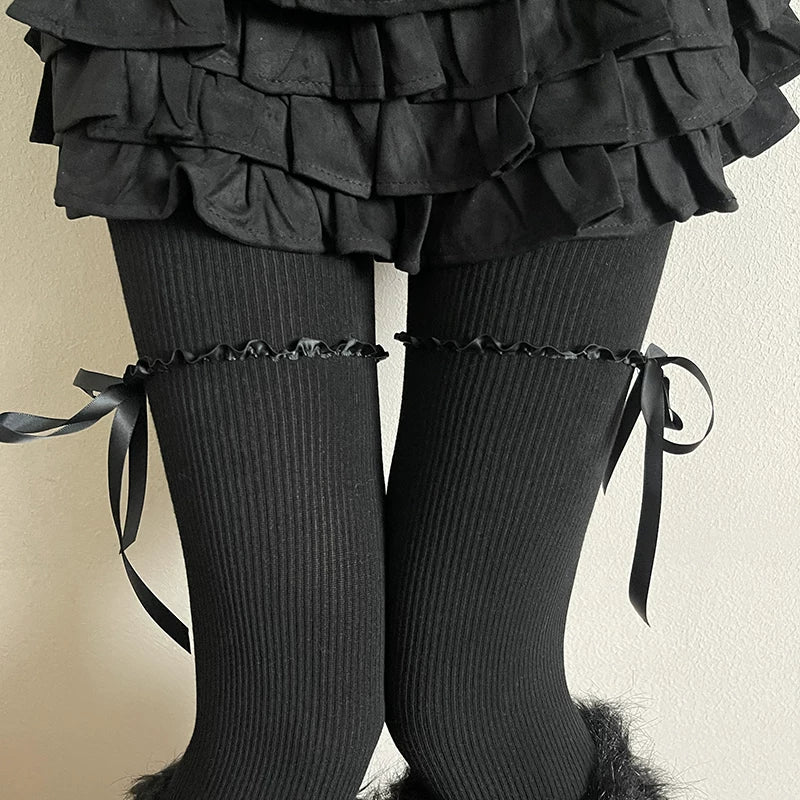 Sock Noble - Y2K Baroque - Long Sock Covers and Tights with Furry Chain Detail
