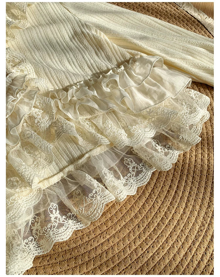 With PUJI - Bloom Period - Elegant Lolita Bolero, Layered Lace Ruffles