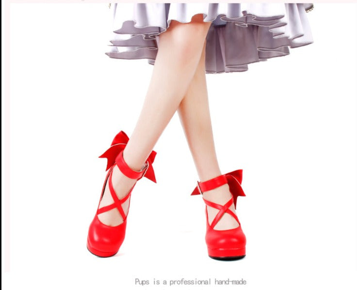 Angelic imprint - Elegant Lolita Shoes Princess - Bowknot Lolita Heels Shoes Shoes