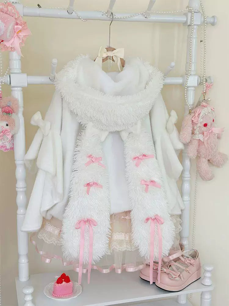 Sweetheart Dream Machine - Snow Rabbit - Cotton-Padded Off-White Cape Coat with Rabbit Ears