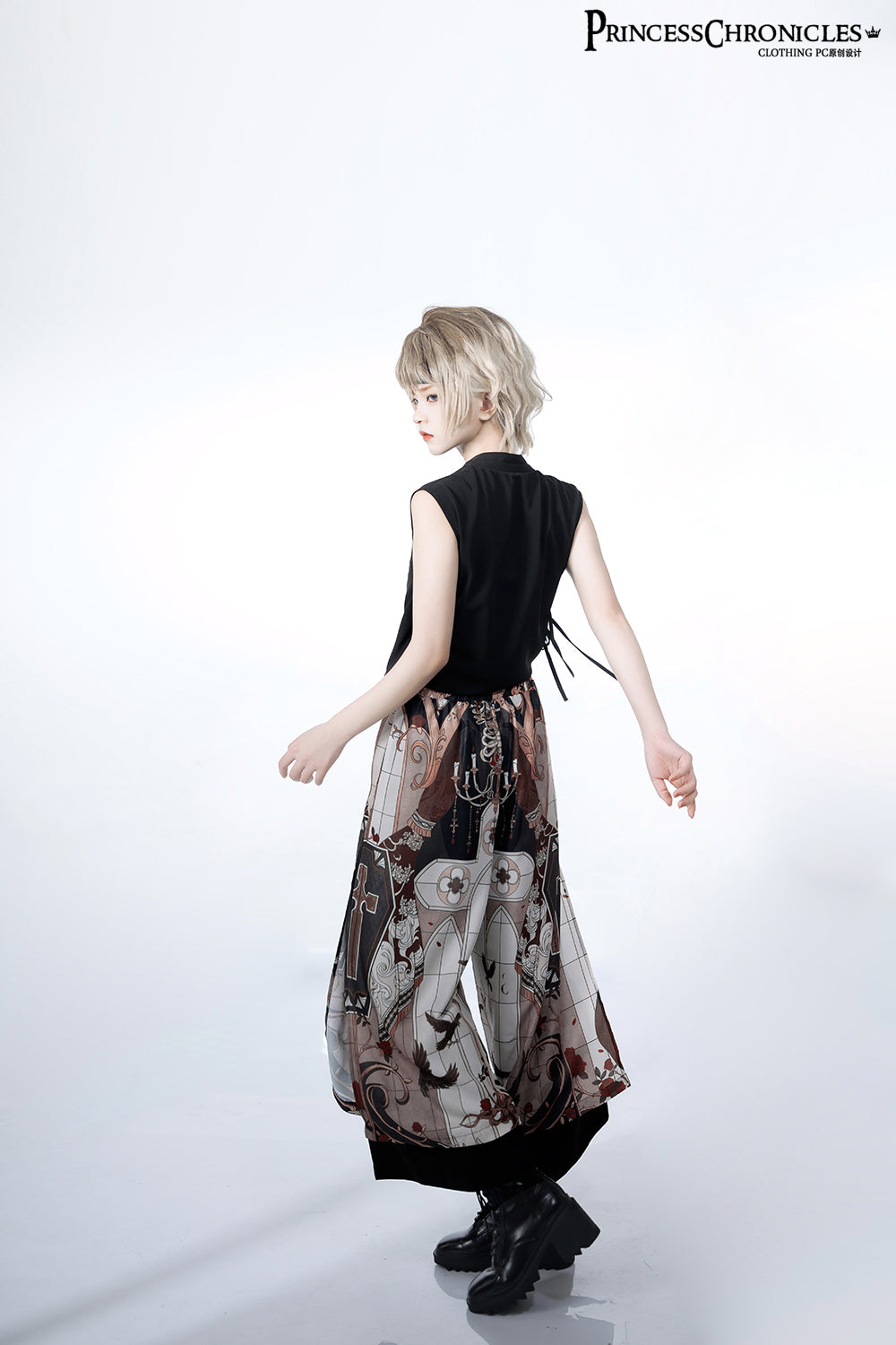 Princess Chronicles - Night Instructions - Chinese Style Printed Loose Trousers