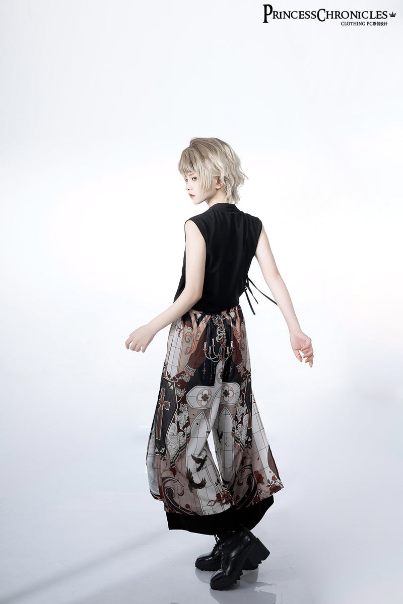 Princess Chronicles - Night Instructions - Chinese Style Printed Loose Trousers