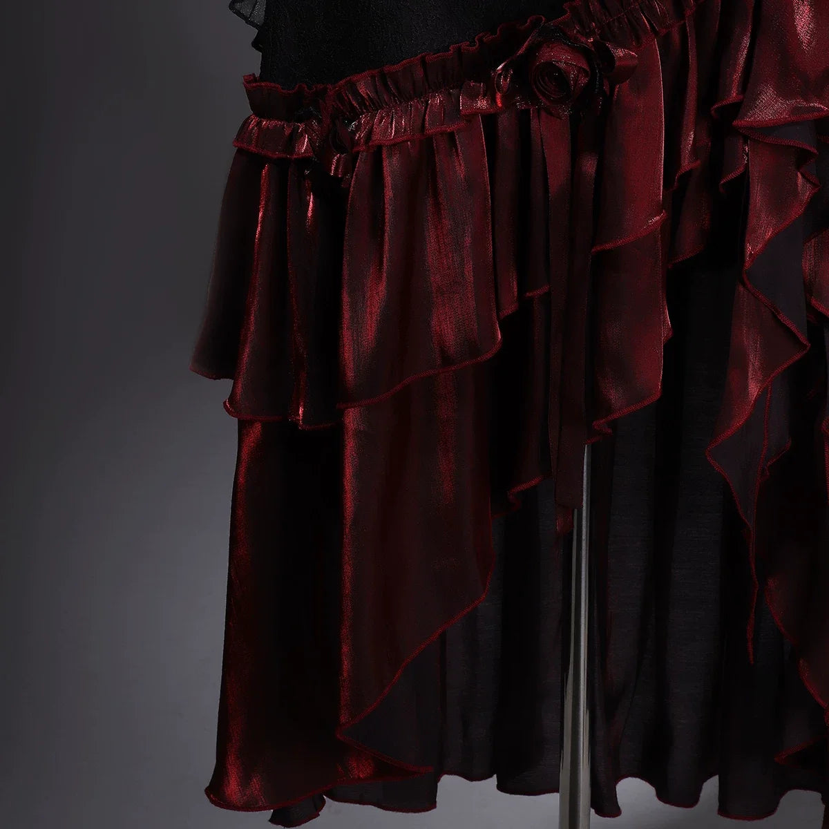 Your Princess - Bone Rot Bloom - Gothic Lolita Embroidered Camisole & Drawstring Lift-up Hem Skirt