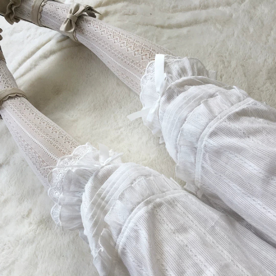 Twelve Meow - Sweet Accordion Pleats - Sweet Lolita bloomers with lace cuffs and bows - product detail 12