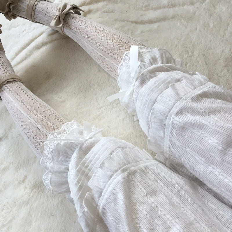 Twelve Meow - Sweet Accordion Pleats - Sweet Lolita bloomers with lace cuffs and bows - product detail 12