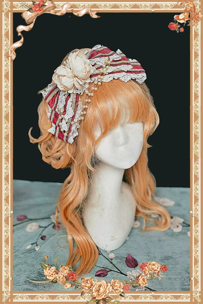Cake Tree - Classic Lolita JSK Dress Tiered Lace Dress S Red Side Clip/Brooch