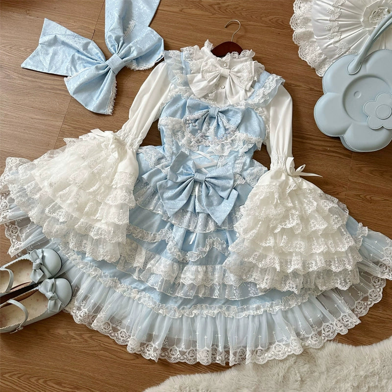 Love and Heart Palpitations - Sweet Wedding Lolita JSK Dress, Pearl and Lace Accents (L M S / M)) 39974:648606
