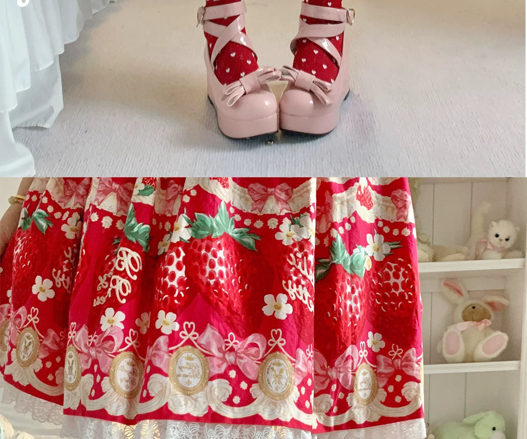 roji roji - Cake Parade - Mid-Calf Cotton Socks with Layered Ruffles