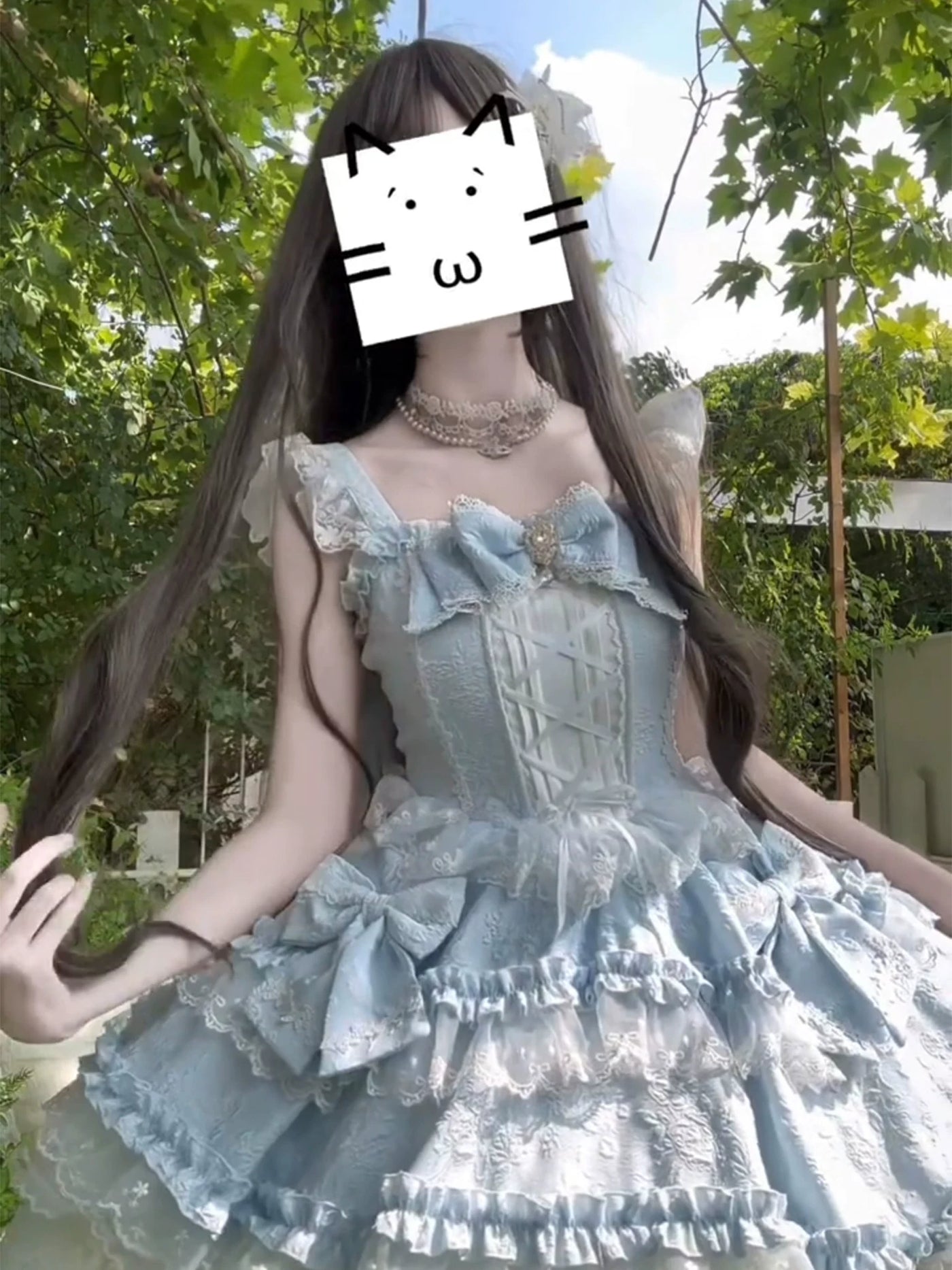 Dream Bunny - Cloud Fluff Sweetheart - Ruffled JSK with Train and Waist Bow