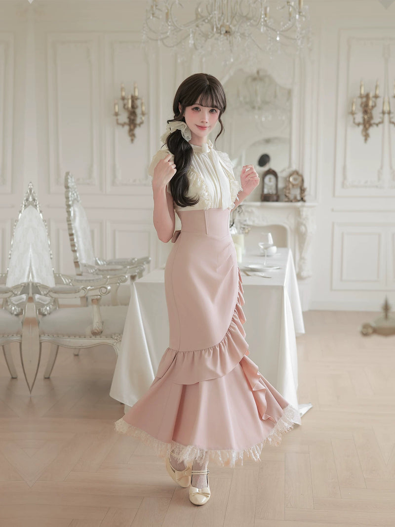 With PUJI - Chinai - Lolita OP Dress, Ruffle Trim & Boned Bodice Detail detail view 4
