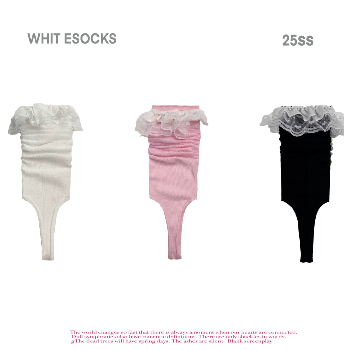 White Socks - Ballet Scrunch - Stirrup Socks with Lace Ruffles
