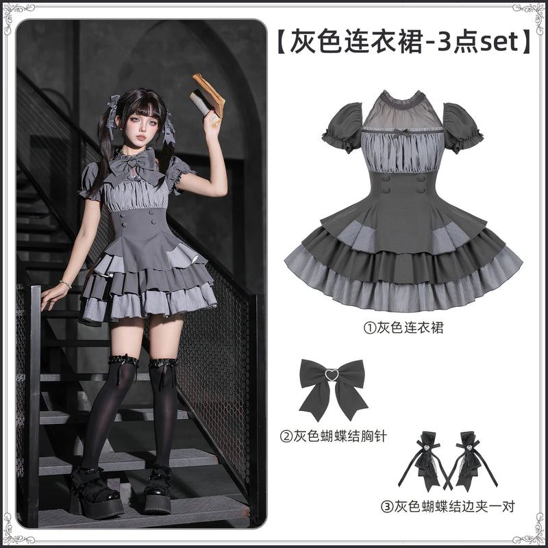 With PUJI - Small Firefly - Sweet Lolita OP Dress, Ruffle Trim & Square Neckline detail view 7