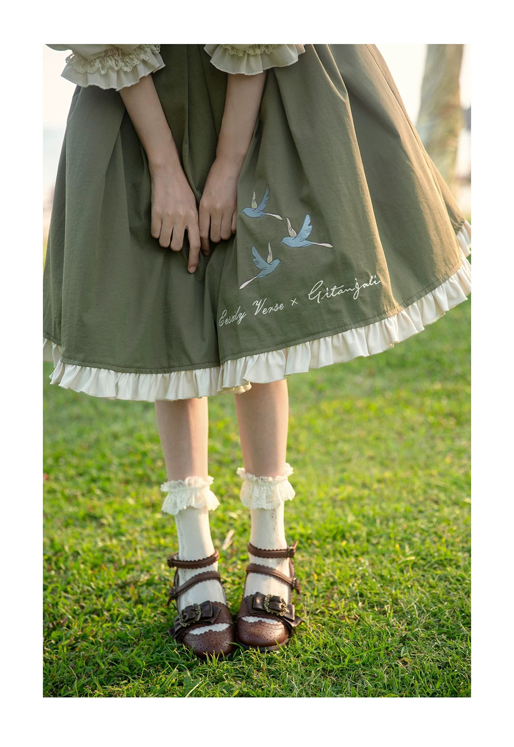 Birds in Flight - Embroidered Summer JSK Dress Set - detail view 6