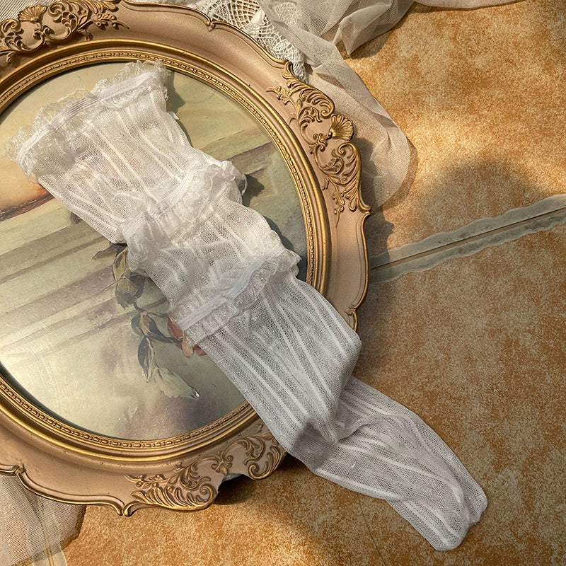 WAGUIR - Sweet Lolita Mid-Calf Socks 3-Layer - Lace Mesh Fairy Thin Socks Socks
