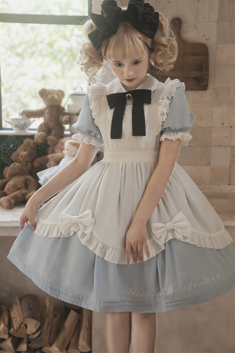 Letters from Unknown Star - Sweet Alice - Short Sleeves Maid Lolita OP