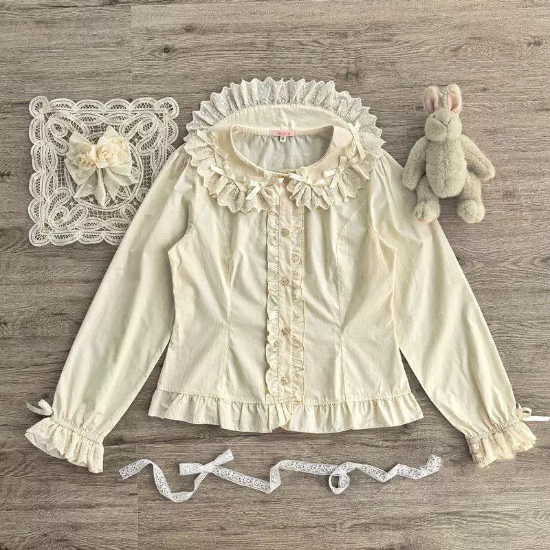 Sweetheart Dream Machine - Doll Ruffle - Long-Sleeve Lolita Blouse with Layered Collar Ruffles