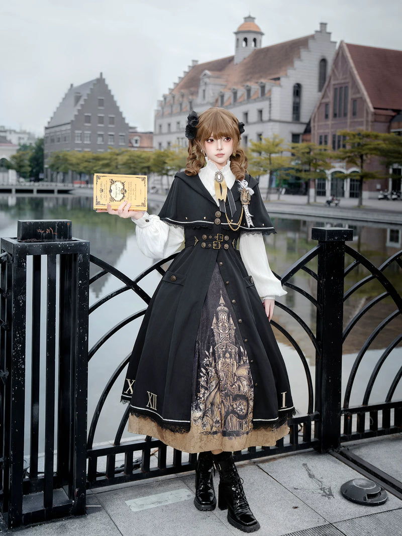 Unknown Star Letter - Time Dragon Aria - Classic Lolita One-Piece Dress with Cape