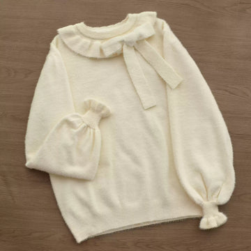 MIST - Warm Turtleneck - Lolita knitwear with a high collar and puff sleeves