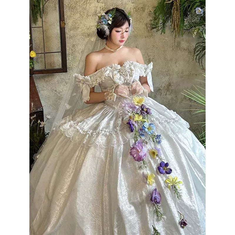 Flora Muse - White Moonlight Lover Lolita Gown - Pink