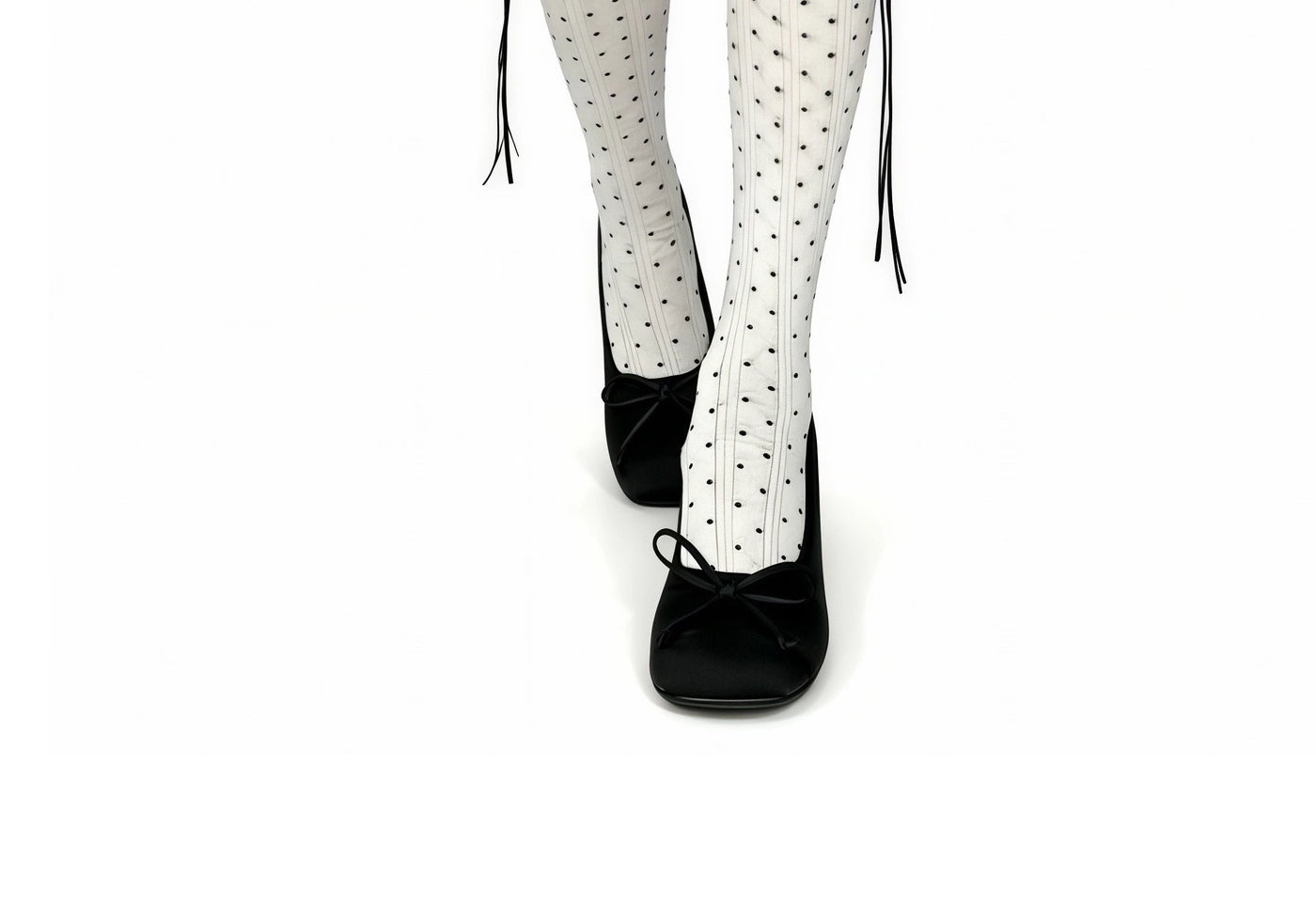 White Socks - Polka Dot Lace - Socks with black polka dots and lace cuffs