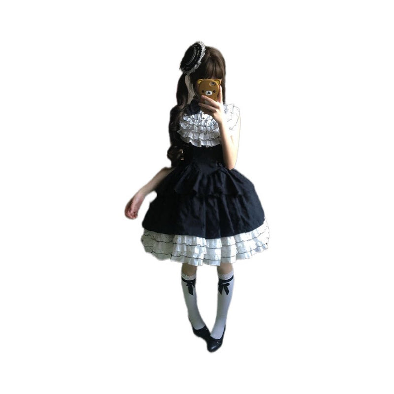 Miyou - Sweet Polka Dot - Black-and-White Polka-Dot JSK Dress