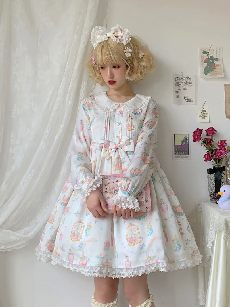 Yueele - Apricot Winter Ribbon - Plus-Size Sweet Lolita OP Dress - detail view 3