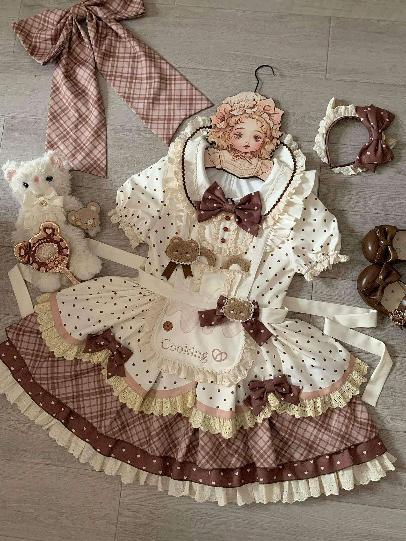 Dream Bunny - Bear Bakery - OP Dress Set with Apron and Bear Appliqués