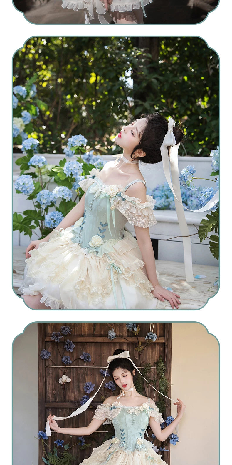 Inmorelli - Jasmine Manor - Light Green Ballet JSK Dress with Lace Ruffles