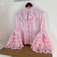 Hanguliang - Feather Bond - Bridal Lolita Blouse - ピンク / S